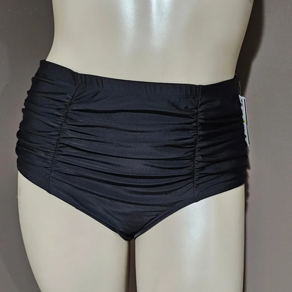 Island Escape Plus Size High-Waist Bikini Bottoms - Picture 2 of 9